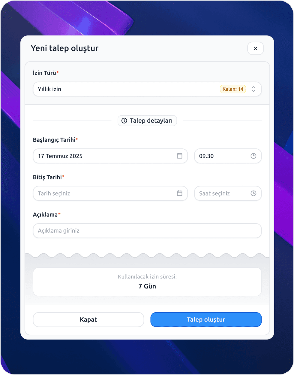 Leave tracking system features